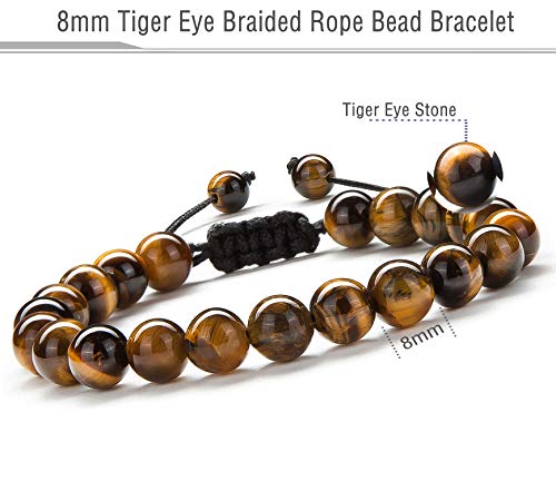 Men Women 8mm Tiger Eye Stone Beads Bracelet