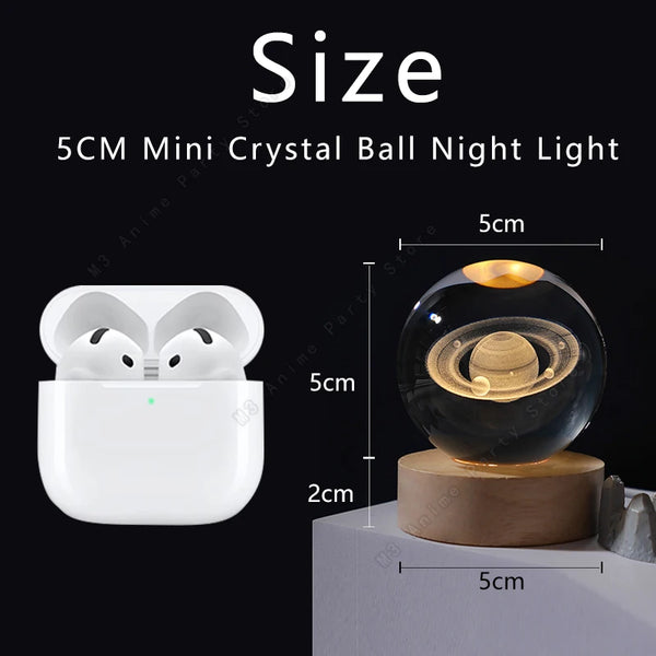 Unique 3d Crystal Ball Night Light LED Lamp Bedside Table Glowing Galaxy Lamp Saturn Planets Moon...