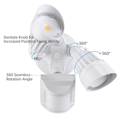 Leonlite cob LED Security LED Light for Outside, IP65 Waterproof, 5000k Daylight, White