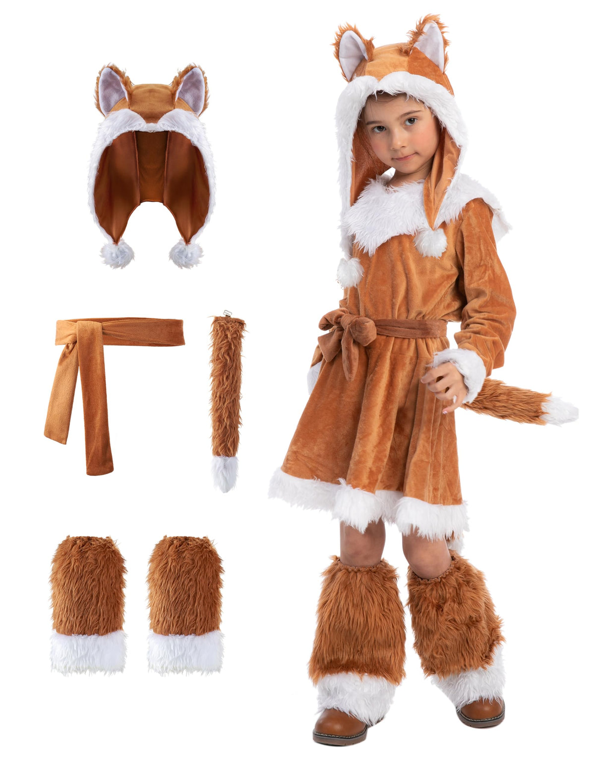 Spooktacular Creations Halloween Fox Costume for Girls, Kids Fox Costume Child for Halloween Dress Up, Jungle-themed Party