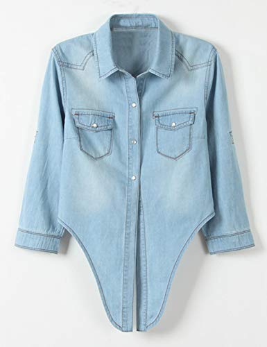 Womens Crop Modern Denim Top Tie Knot Shirt Chambray Cardigan