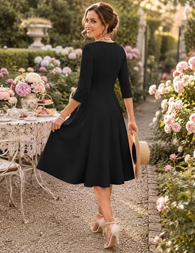 Vintage 1940s–50s A-Line Cocktail Dress with Pockets