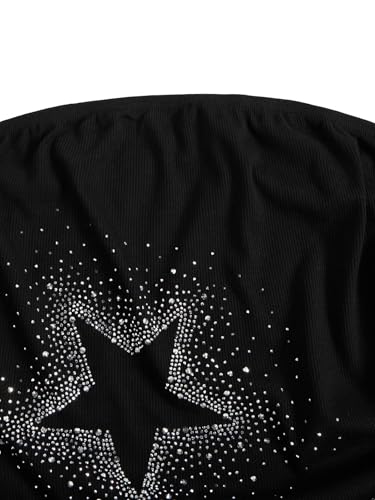 SHENHE Women's Plus Print Ruched Asymmetrical Y2k Star Tube Top