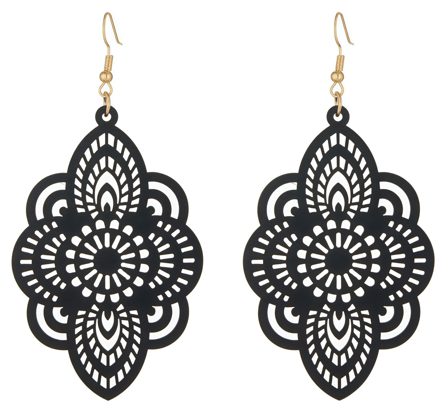 Black Filigree Hollow Lace Drop Earrings