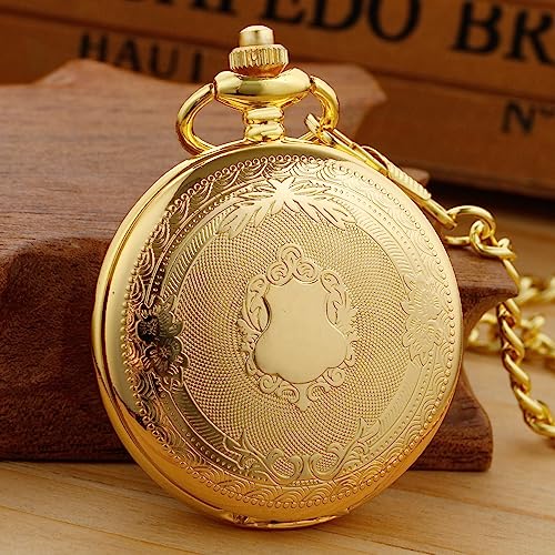 Carved Flower Quartz Pocket Watch with Quartz Movement, Pocket Watch w