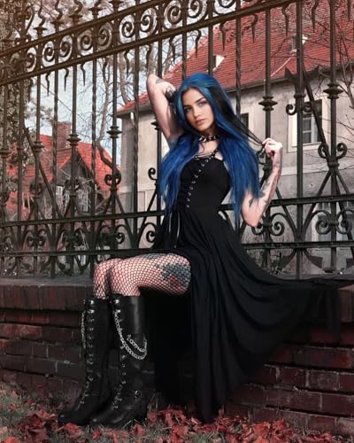 Ladies' Boots Women Fashion Platform Block Heels Knee High Boots Lace up