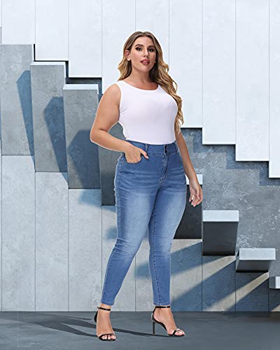 Womens Plus Size Skinny Jeans High Waisted Stretchy Classic
