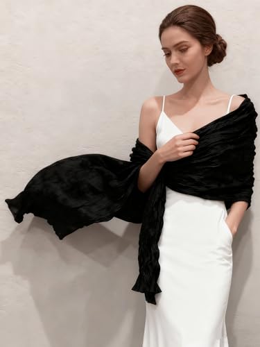 Geyoga Women Crushed Velvet Shawl Wrap Evening Dresses