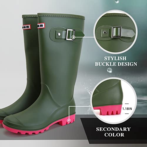 Rain Boots For Women, Waterproof Anti-slip Knee High Rubber Boots