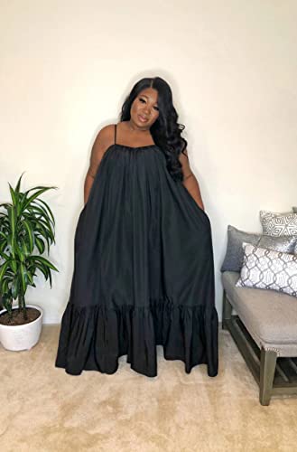 Women's Spaghetti Strap Oversized Loose Beach Long Maxi Swing Dress