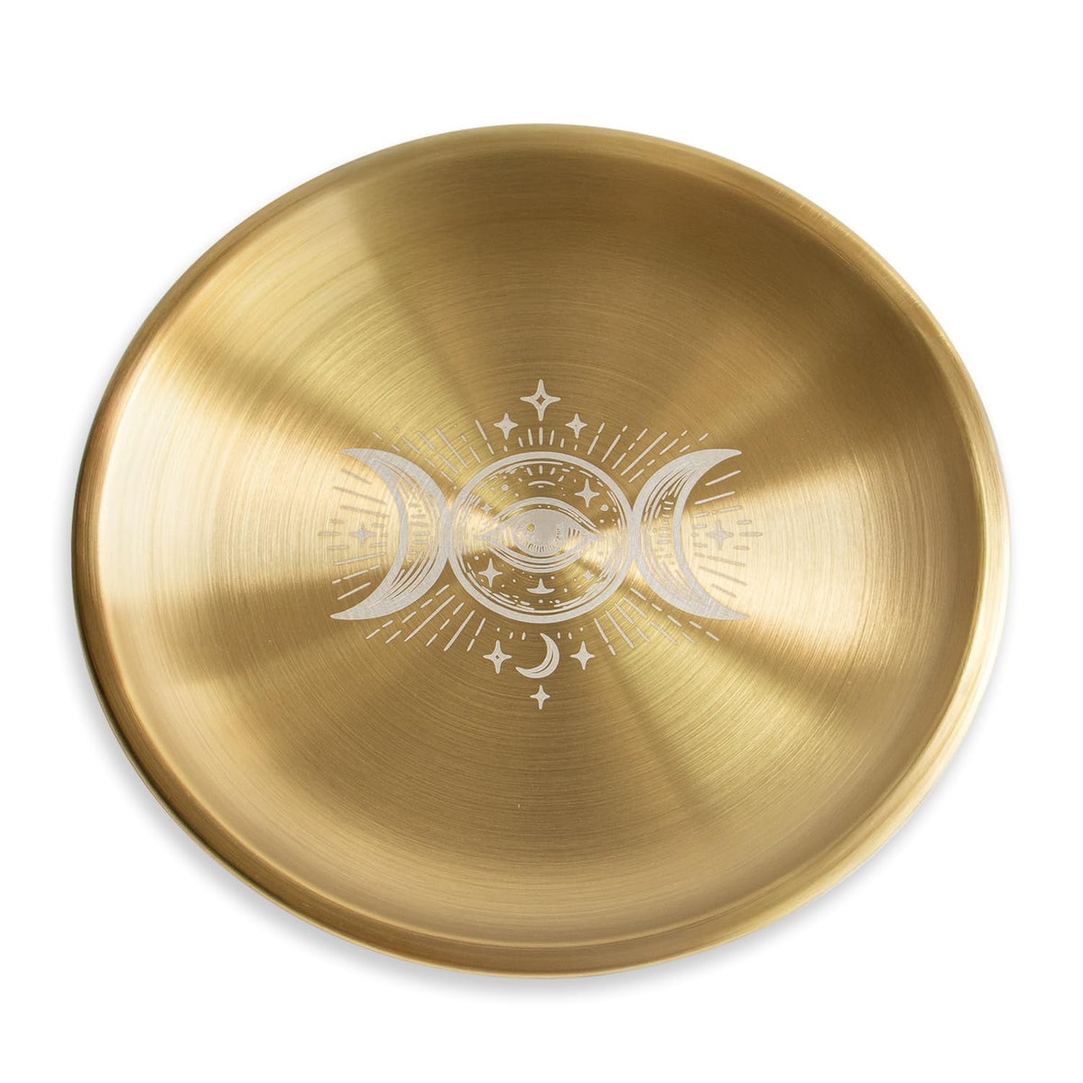 Offering Bowl Prayer Ritual Plate Great for Wicca, Altar use, Ritual use, Incense Burner, smudging Bowl, Decoration (Golden Triple Moon)