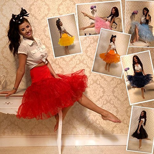 WOWBRIDAL Women's Vintage 50s Rockabilly Petticoat 25.59" Length Tutu Underskirt