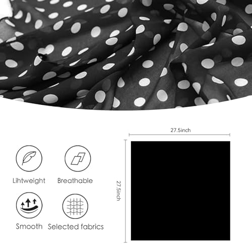 MissShorthair 50s Chiffon Scarf Sheer Square Neck Head Scarf for Women