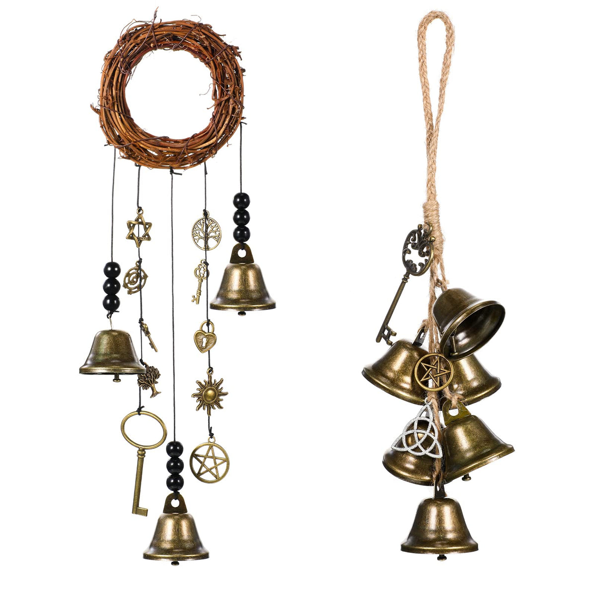 Jetec 2 Pcs Witch Bells for Door Witchy Decor Witchcraft Supply, Novel