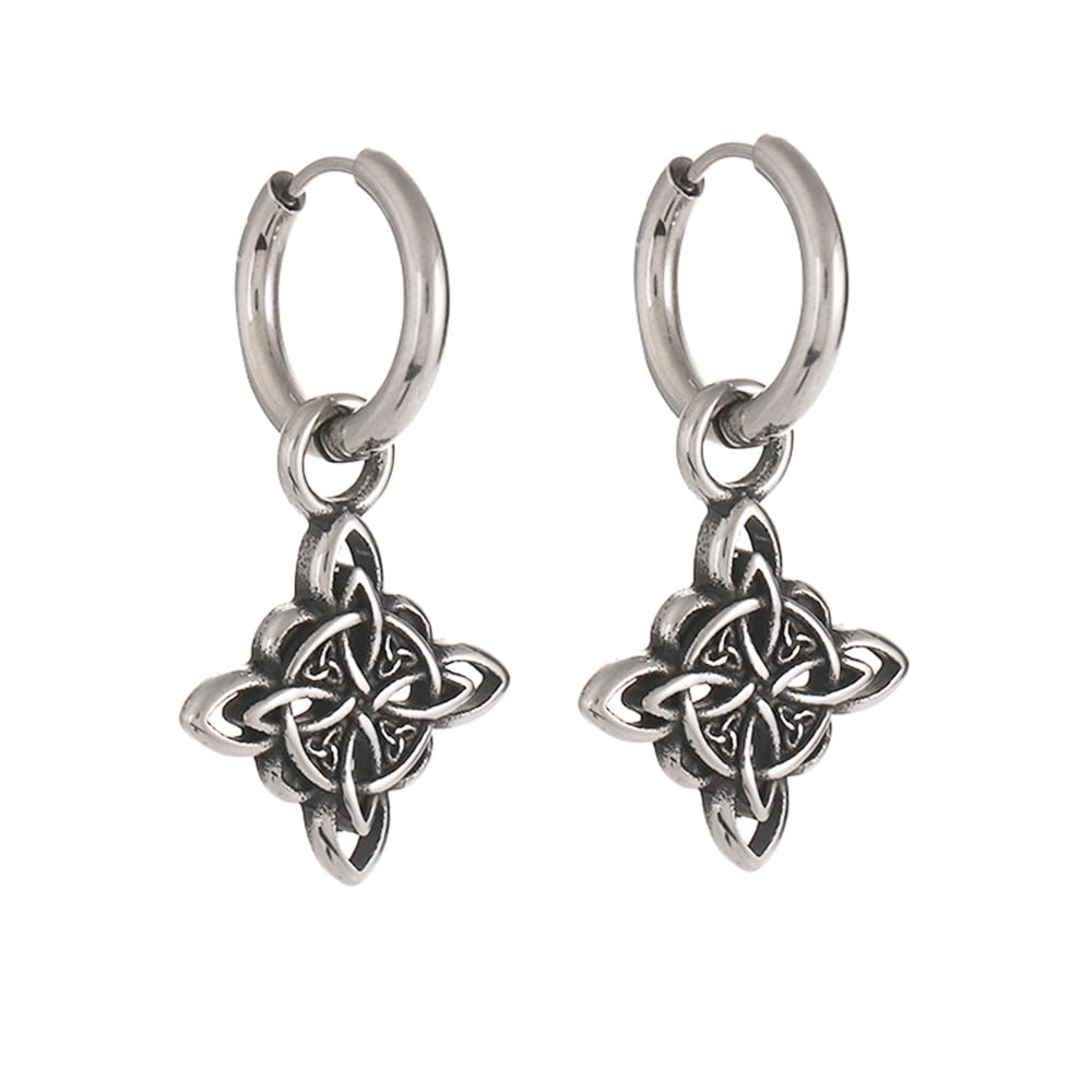 Witches Knot Earrings, Stainless Steel Dangle Earrings Celtic Knot Triquetra Trinity