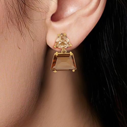 Hypoallergenic Brown Crystal Dangle Earrings for Women