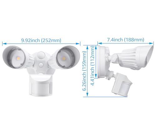 Leonlite cob LED Security LED Light for Outside, IP65 Waterproof, 5000k Daylight, White