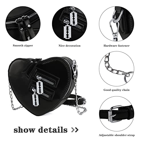 Heart-Shaped Gothic Chain Crossbody Purse