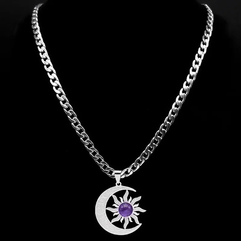 Wicca Sun And Moon Necklaces Stainless Main image
