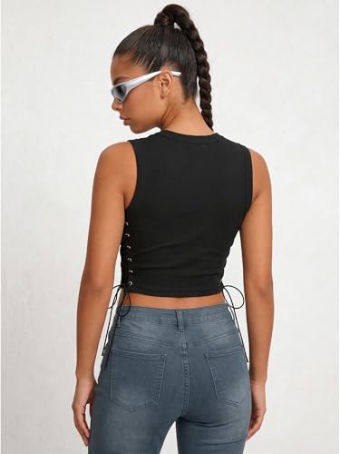 Womens Y2K Gothic Tops Star Sparkly Rhinestone Fitted Crop Tops