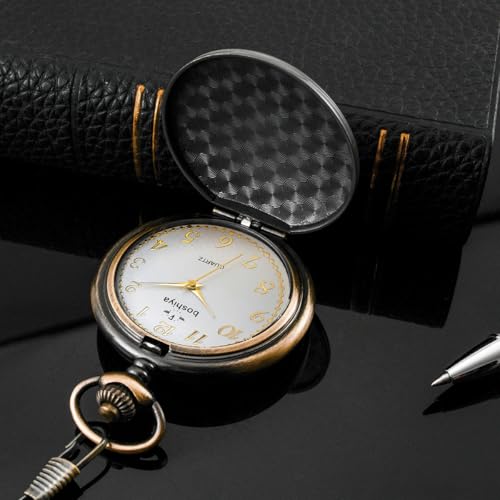 Smooth Bronze Pocket Watches for Men Quartz Arabic Digital Dial, Class