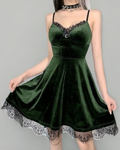 TSMNZMU Womens Gothic Velvet Dress Witchy Moon Charm Lolita Cami Dresses