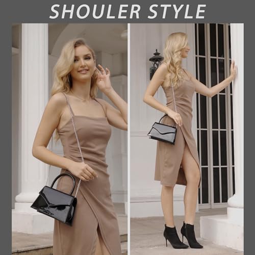 Patent Leather Top-Handle Evening Clutch