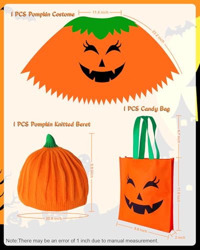 CONGRU Pumpkin Costume for Women Adult,Pumpkin Poncho Halloween Costume Set Secondary image
