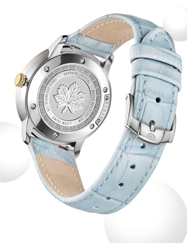 GOLDEN MAPLE Dainty Watches for Women, Mother-of-Pearl Dial and Swiss