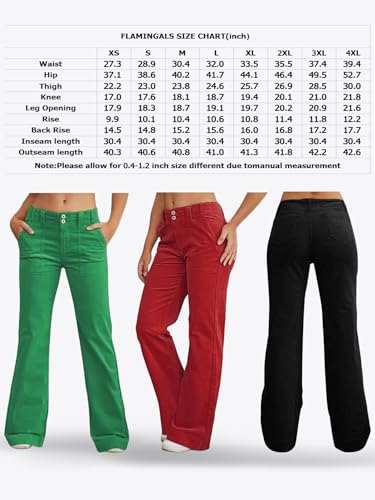 Women Mid Waist Dress Flare Straight Leg Corduroy Pants