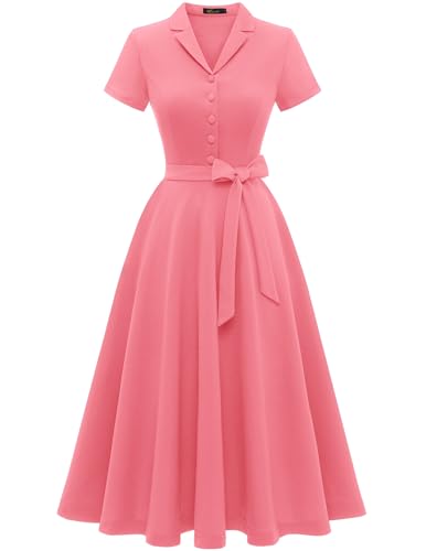 Wedtrend Women's Vintage Tea Dress, Short Sleeve Cocktail Party Dress Work Church Casual Dress