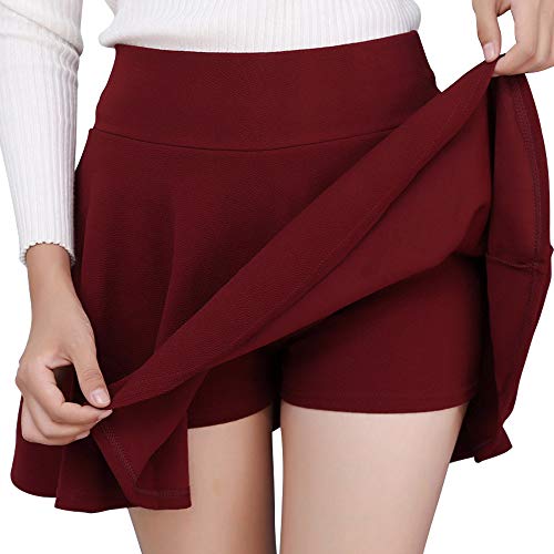 DJT Fashion Women's Versatile Skater Mini Skirt with Built-in Shorts