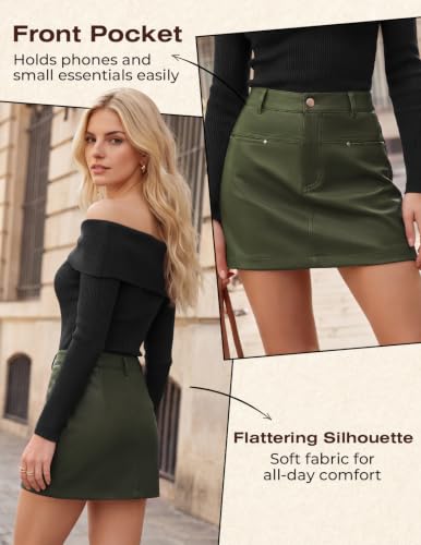 Kate Kasin Womens Fuax Leather Mini Pencil Skirts with Shorts 2026