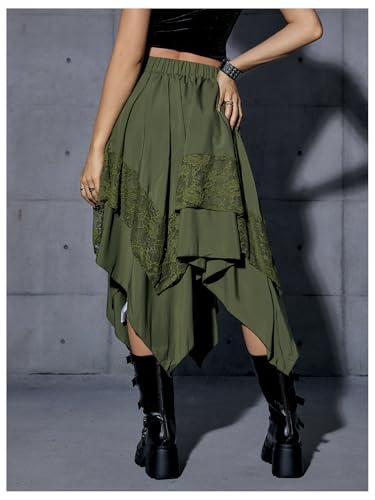 Verdusa Women's Renaissance Flowy Lace Asymmetrical Skirt Whimsical Clothes
