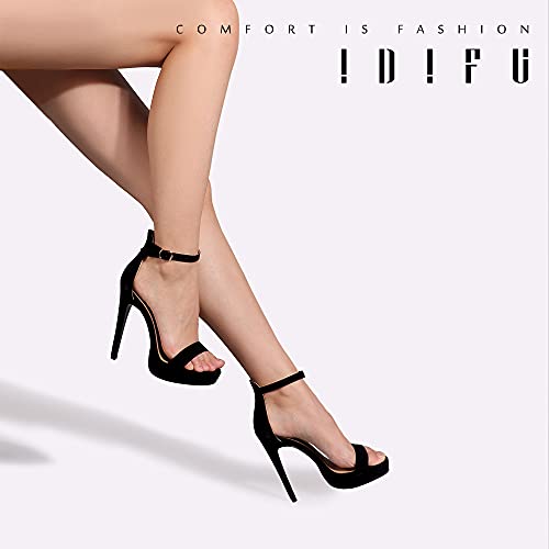 IDIFU Women's Stiletto High Heel Sandals Platform Open Toe Ankle Strap Dress Shoes for Women Bride Ladies in Wedding Bridal Party Homecoming
