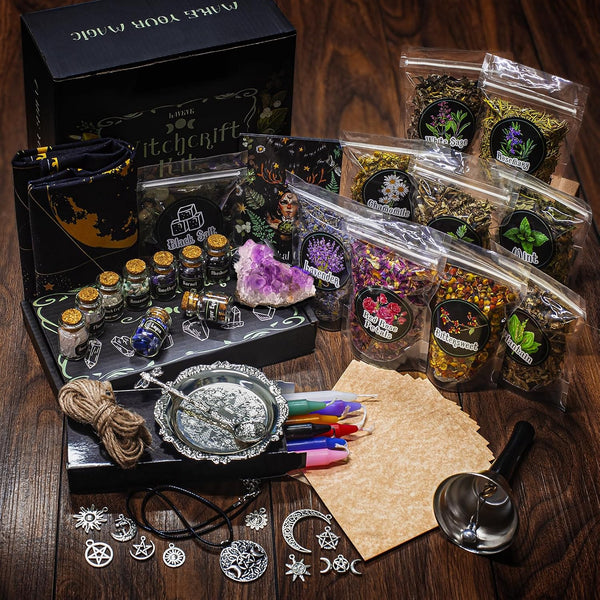 LAVEVE Witchcraft Supplies Kit for Spells, 56 PCS Beginner Witch Box