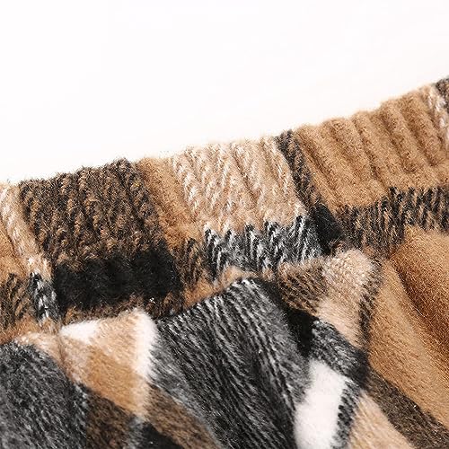 Long Plaid Wool Skirt for Womens Winter Fall Warm High Elastic Waist A line Flared Pleated Wool Tartan Skirts Secondary image