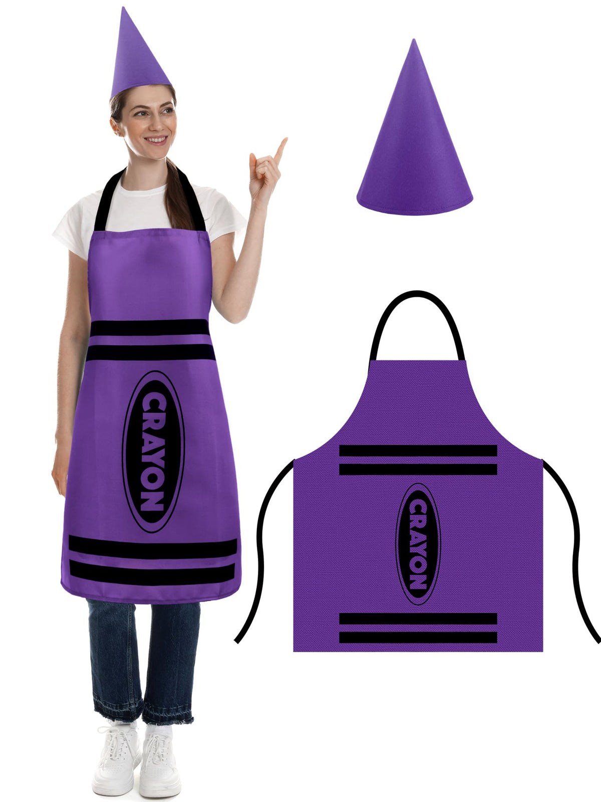 Teenyyou Crayon Costume with Apron and Cone Hat Adult