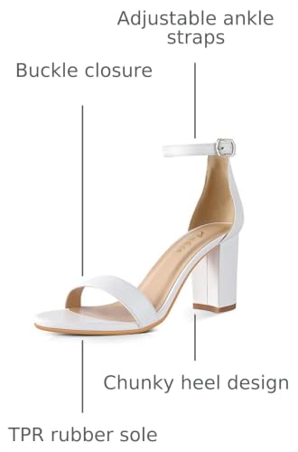 Ankis Heels for Women Open Toe Ankle Strap Chunky Heel Sandals 2.75 Inch