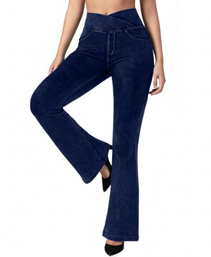 Stretchy Jeans For Women Flare Jeggings Leggings With Pockets Main image