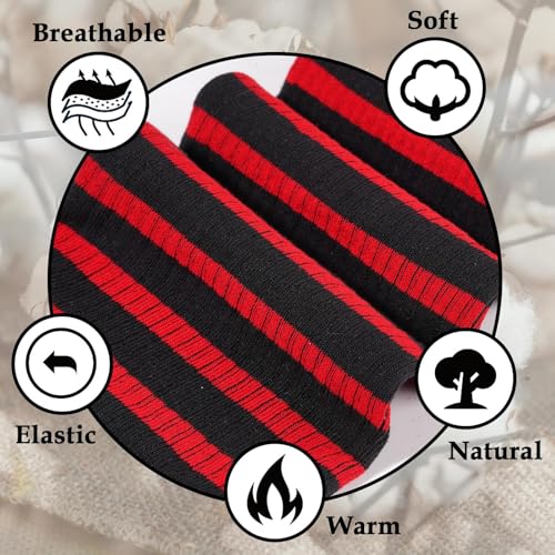 Moon Wood Plus Size Thigh High Socks for Women Knit Cotton Extra Long Striped Over the Knee High Socks Leg Warmers