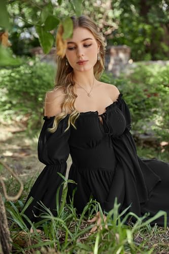 Scarlet Darkness Women's Renaissance Faire Fairy Witchy Dress with Pockets