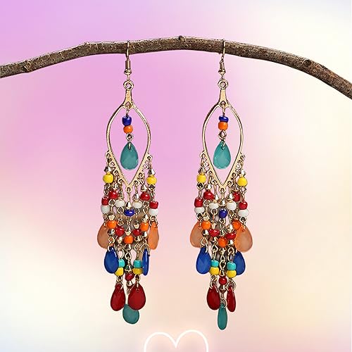 Crystal Beaded Tassel Bridal Earrings