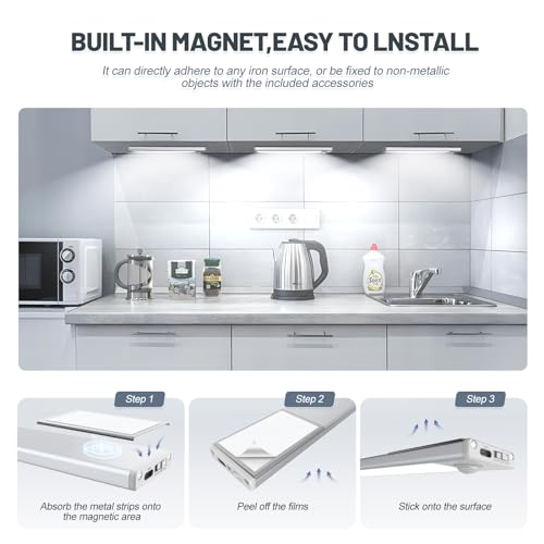 6 Pack Under Cabinet LED Light for Kitchen, Wardrobe, Hallway, Stairs