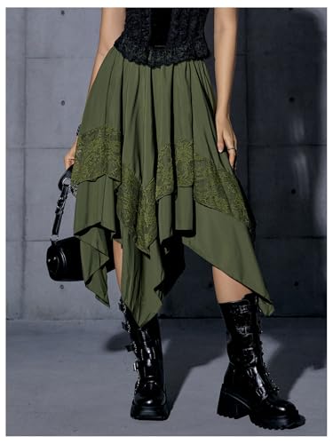 Verdusa Women's Renaissance Flowy Lace Asymmetrical Skirt Whimsical Clothes