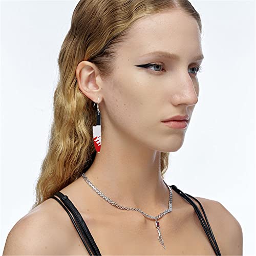 coadipress Punk Fire Element Circle Earrings for Women Flame Acrylic Geometric Round Black Flame Earrings Funny Creative Gothic Vintage Cosplay Halloween Exaggerated Drop Dangle Earrings