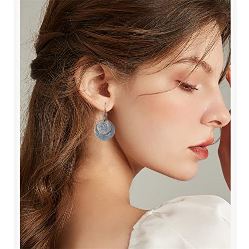Vintage Bronze Spiral Leaf Hoop Boho Earrings