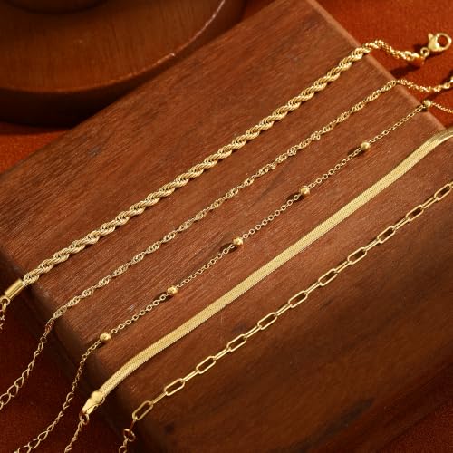 BERISO Gold Bracelets for Women, Elegant Adjustable 14K Gold Plated Bracelet for Women, Trendy Minimalist Dainty Gold Bracelet for Everyday Wear