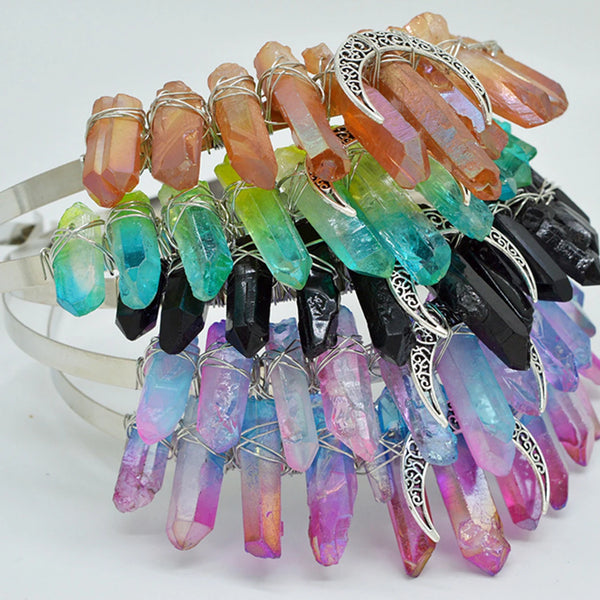 1PC Natural Crystal Quartz Moon Crown Wicca Headband - Spiritual Jewelry