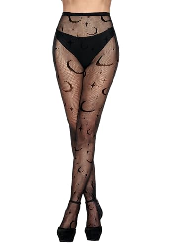 Spooktacular Creations Adult Women Celestial Witch Fishnet Tights, Witch Accessories for Womens Halloween Costumes Role Play